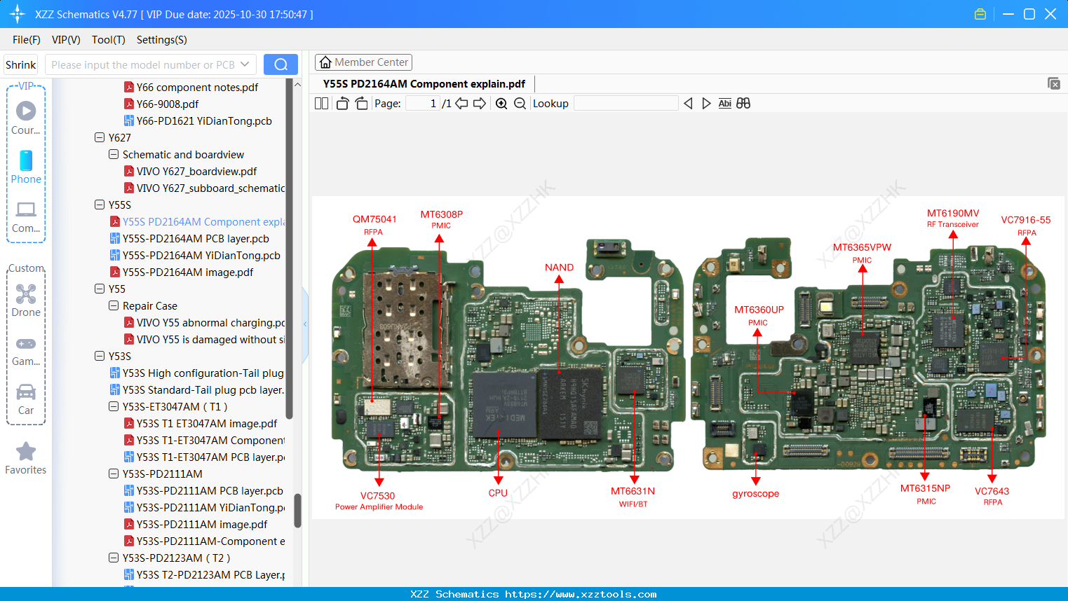 VIVO Y55S PD2164AM Component Explain